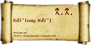 Kálnay Kál névjegykártya